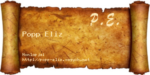 Popp Eliz névjegykártya